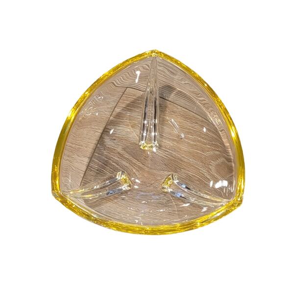 Art Deco German Crystal Bowl Volker Walther Home Decor Yellow Weighted Vintage - Picture 7 of 12